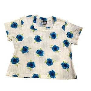 Vintage 90s Freeze Frame Floral Crop Top Square neckline Size L (14/16) [Junior]
